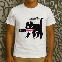 Cat What Murderous Tuxedo Cat With Knife Halloween Costume T-Shirt thumb 3