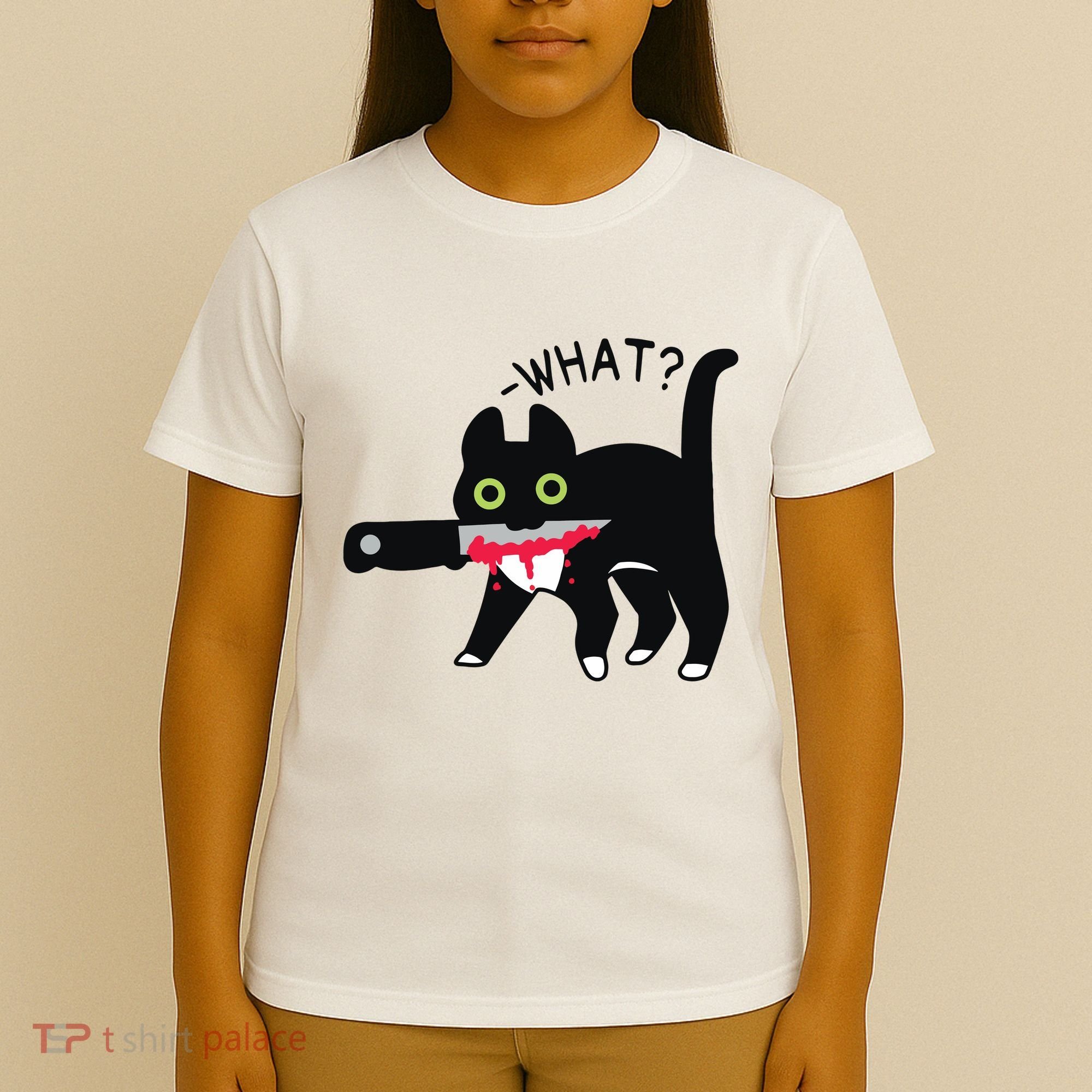 Cat What Murderous Tuxedo Cat With Knife Halloween Costume T-Shirt