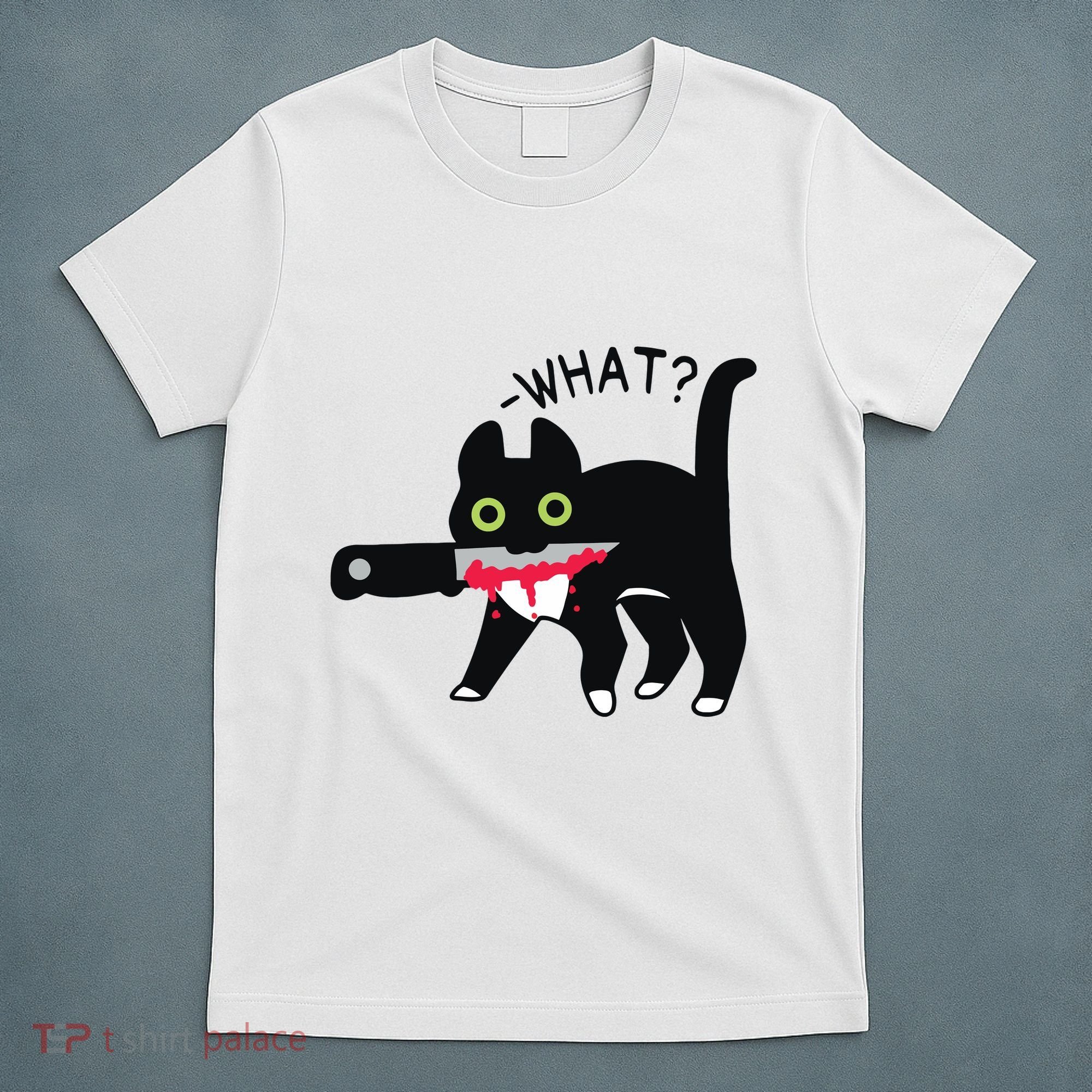 Cat What Murderous Tuxedo Cat With Knife Halloween Costume T-Shirt