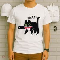 Cat What Murderous Tuxedo Cat With Knife Halloween Costume T-Shirt thumb 6