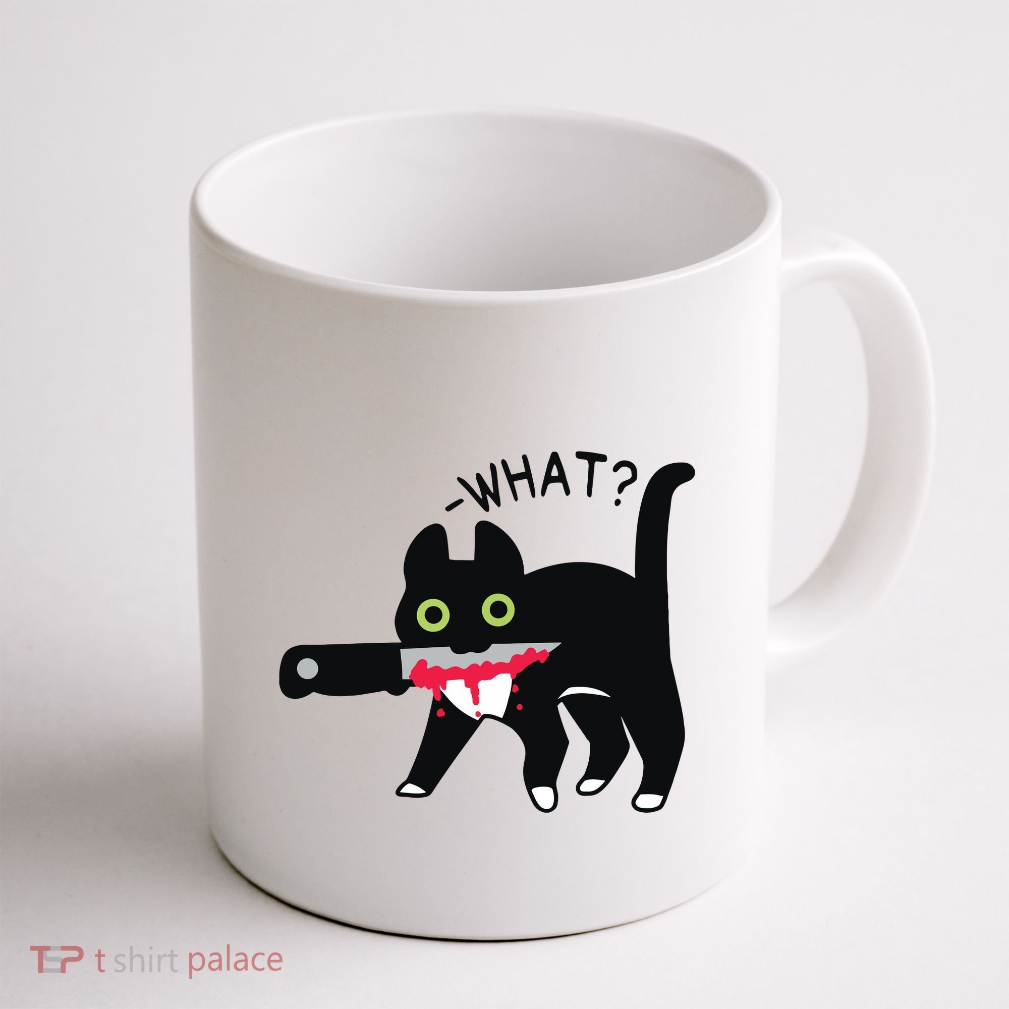 Cat What Murderous Tuxedo Cat With Knife Halloween Costume Coffee Mug