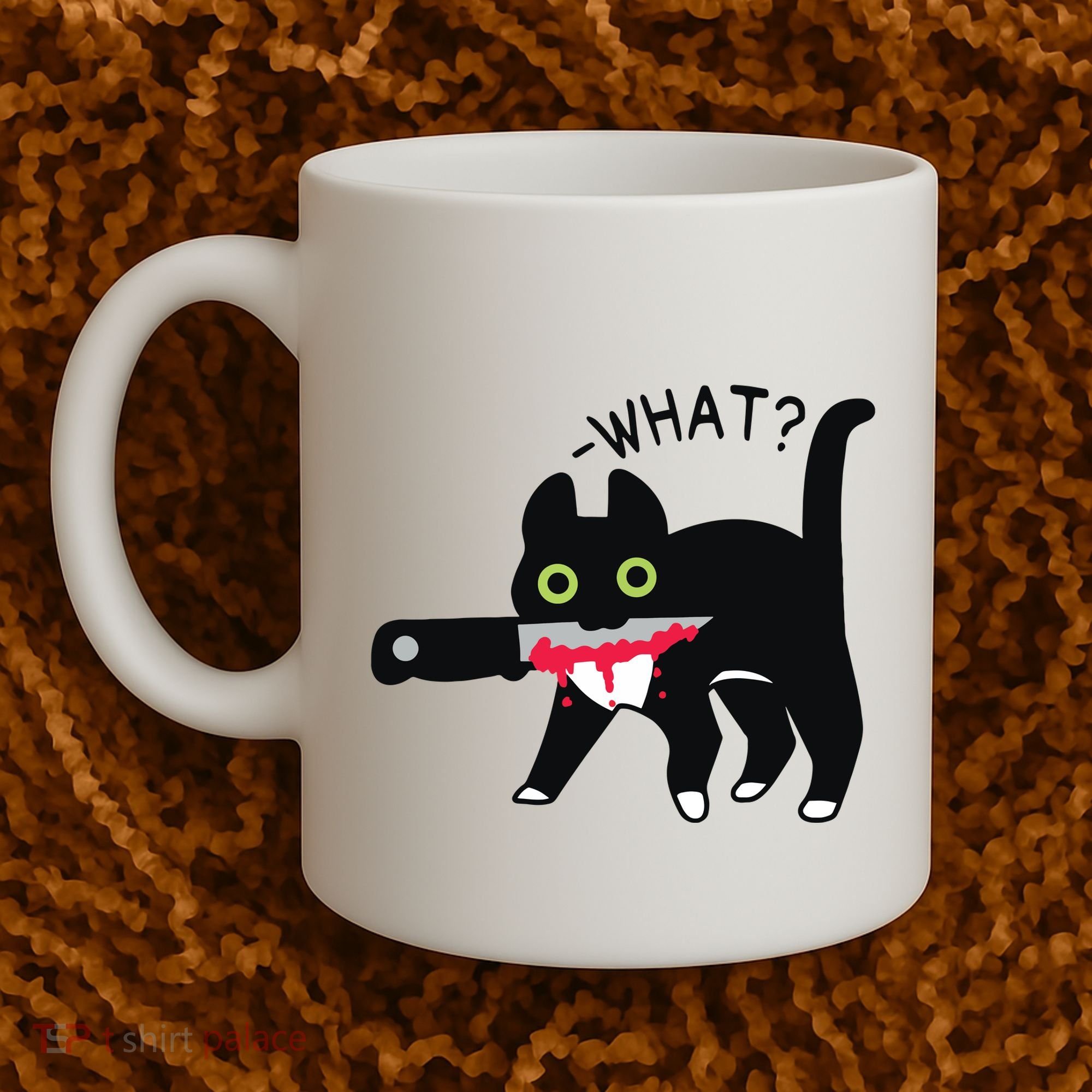Cat What Murderous Tuxedo Cat With Knife Halloween Costume Coffee Mug