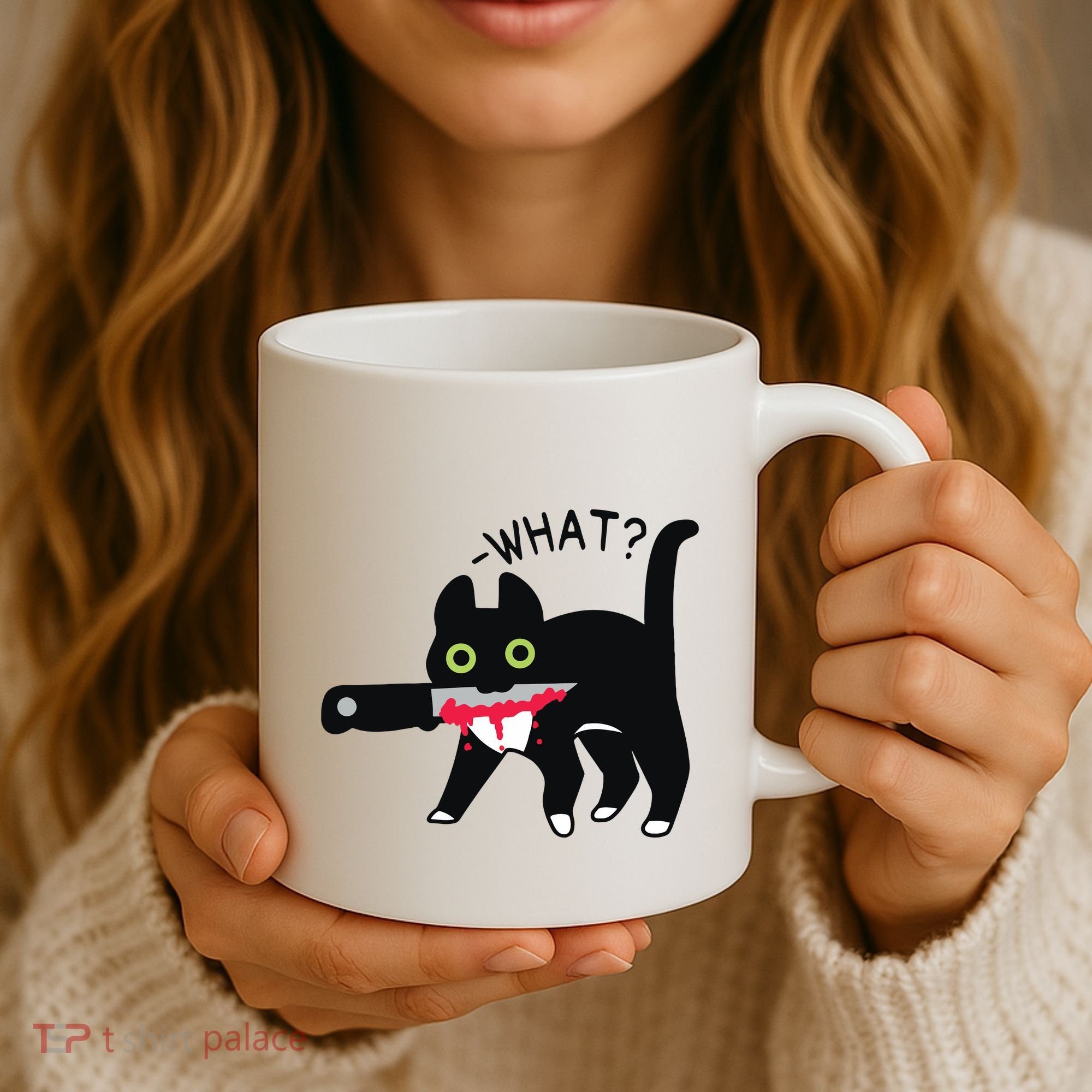 Cat What Murderous Tuxedo Cat With Knife Halloween Costume Coffee Mug