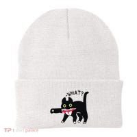 Cat What Murderous Tuxedo Cat With Knife Halloween Costume Beanie thumb 0