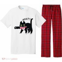 Cat What Murderous Tuxedo Cat With Knife Halloween Costume Pajama Set thumb 0