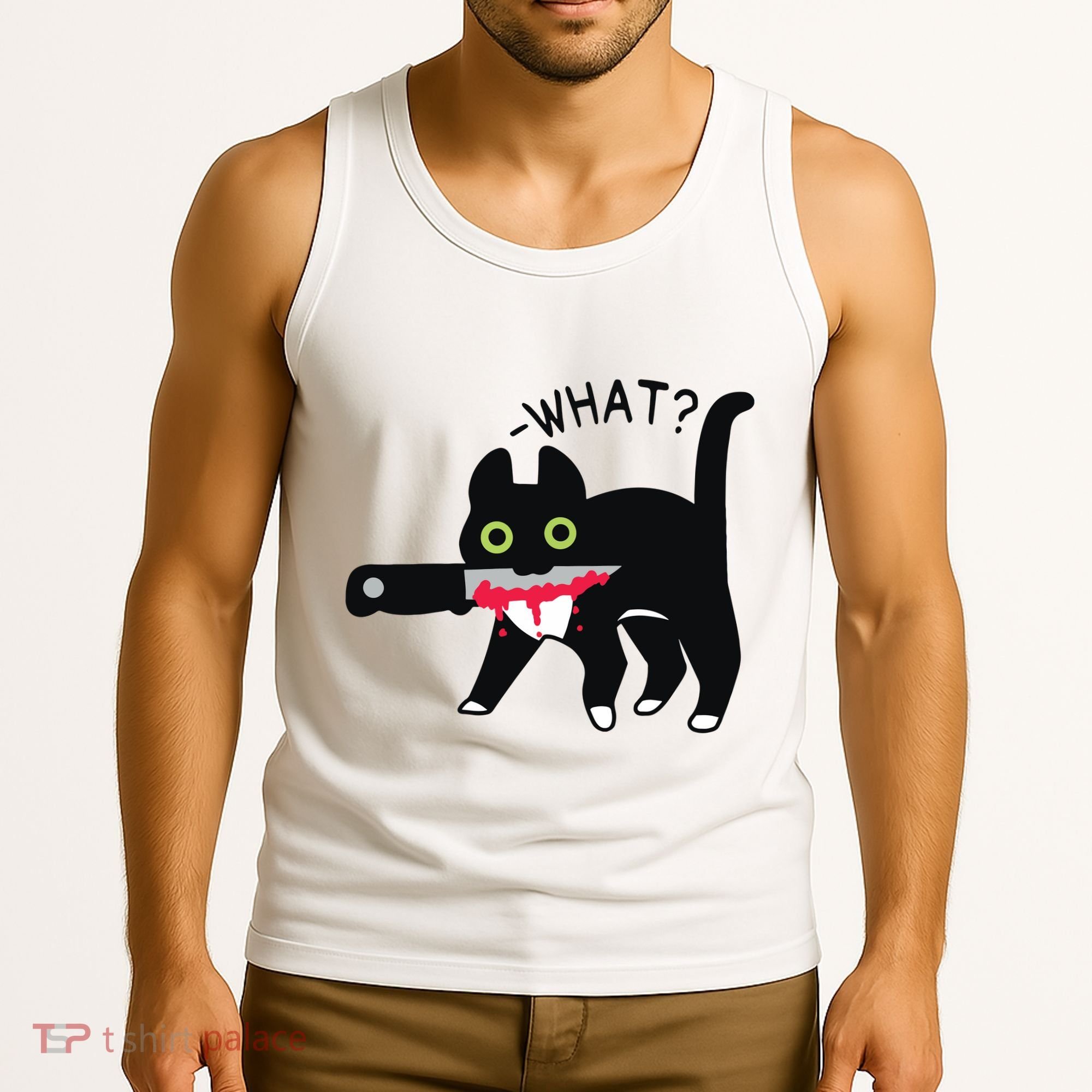Cat What Murderous Tuxedo Cat With Knife Halloween Costume Tank Top