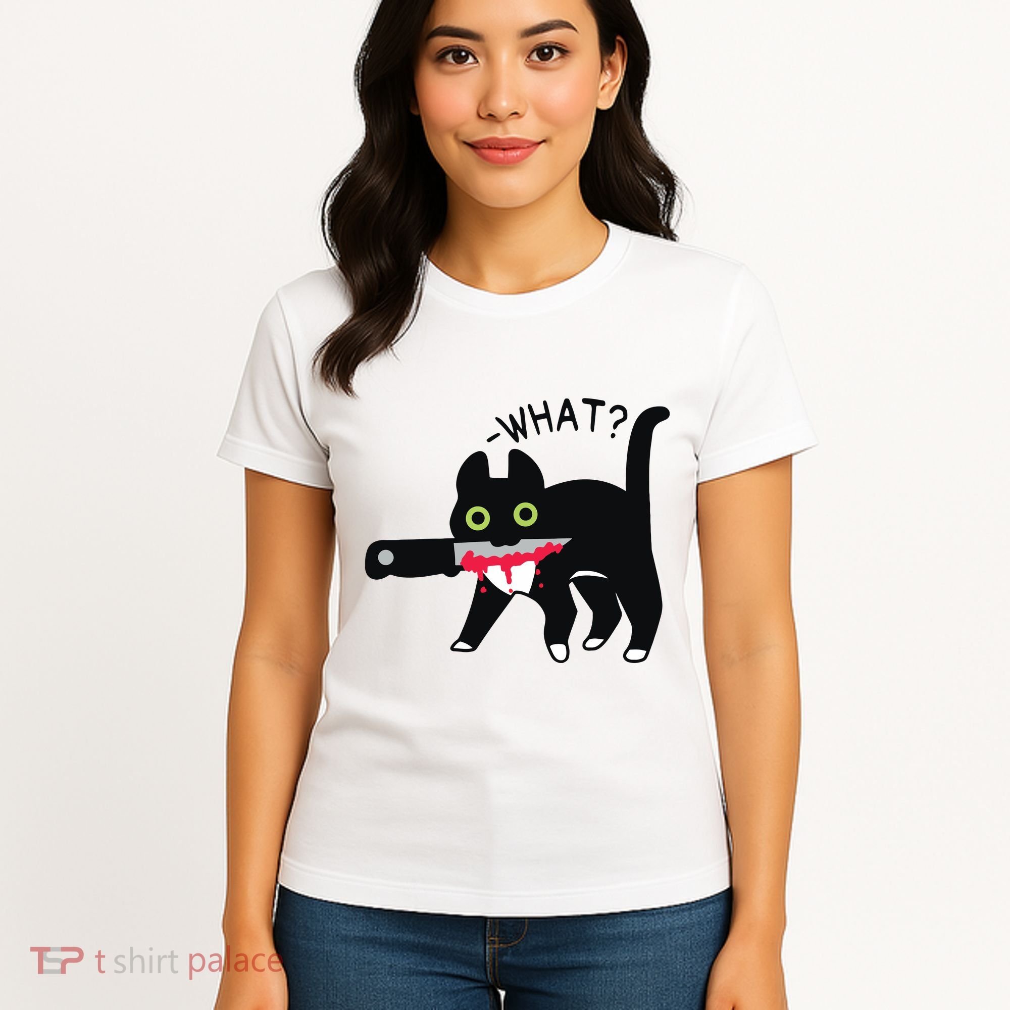 Cat What Murderous Tuxedo Cat With Knife Halloween Costume Women's T-Shirt