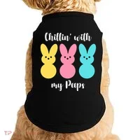 Chillin With My Peeps Easter Bunny Funny Cute Doggie Tank thumb 0