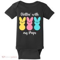 Chillin With My Peeps Easter Bunny Funny Cute Baby Bodysuit thumb 0