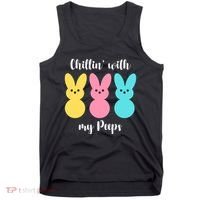 Chillin With My Peeps Easter Bunny Funny Cute Tank Top thumb 0
