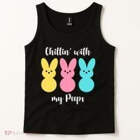 Chillin With My Peeps Easter Bunny Funny Cute Tank Top thumb 2