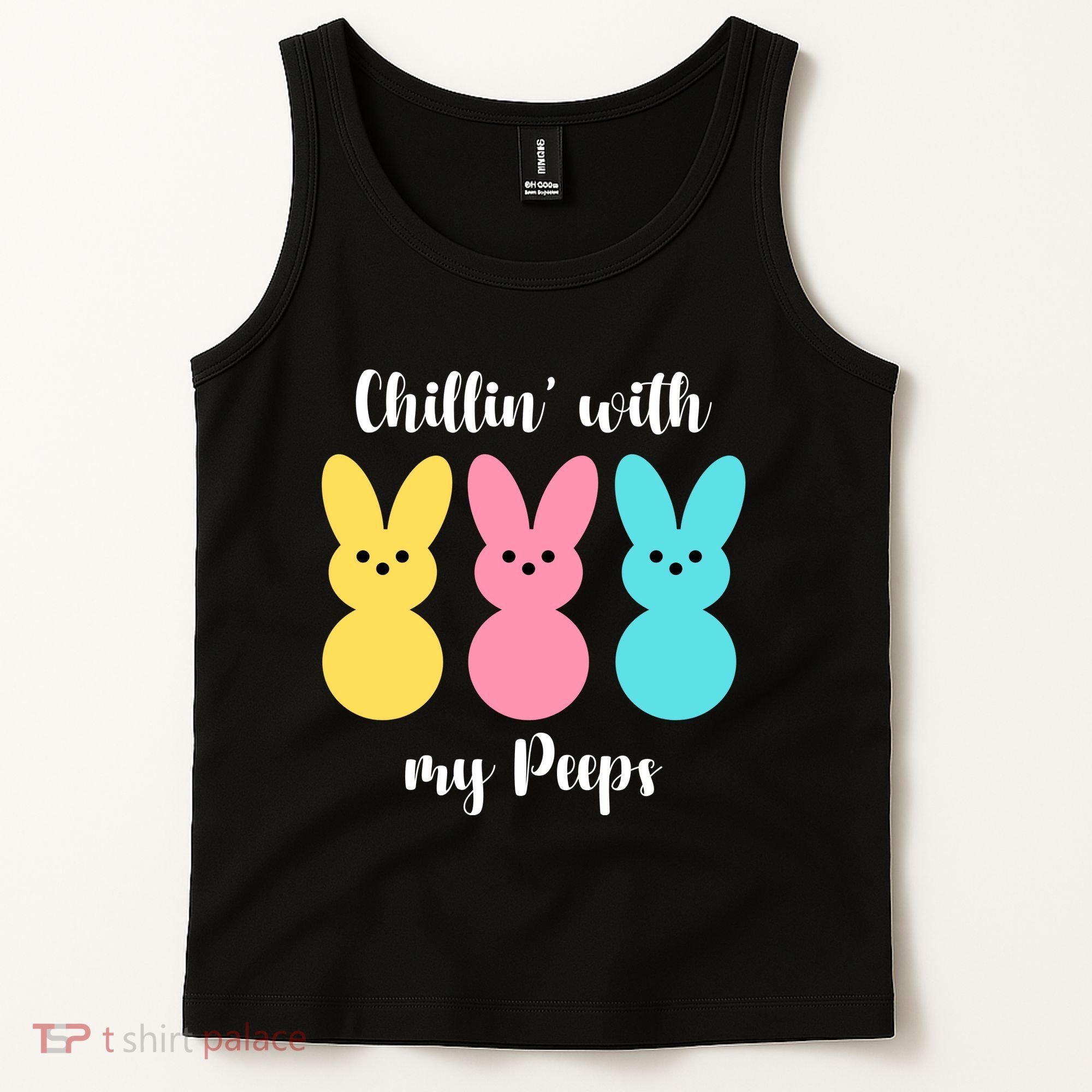 Chillin With My Peeps Easter Bunny Funny Cute Tank Top