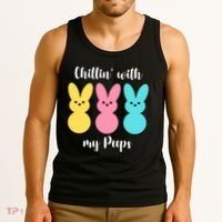 Chillin With My Peeps Easter Bunny Funny Cute Tank Top thumb 3