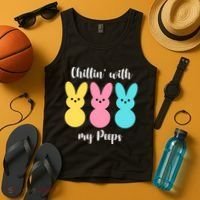 Chillin With My Peeps Easter Bunny Funny Cute Tank Top thumb 4