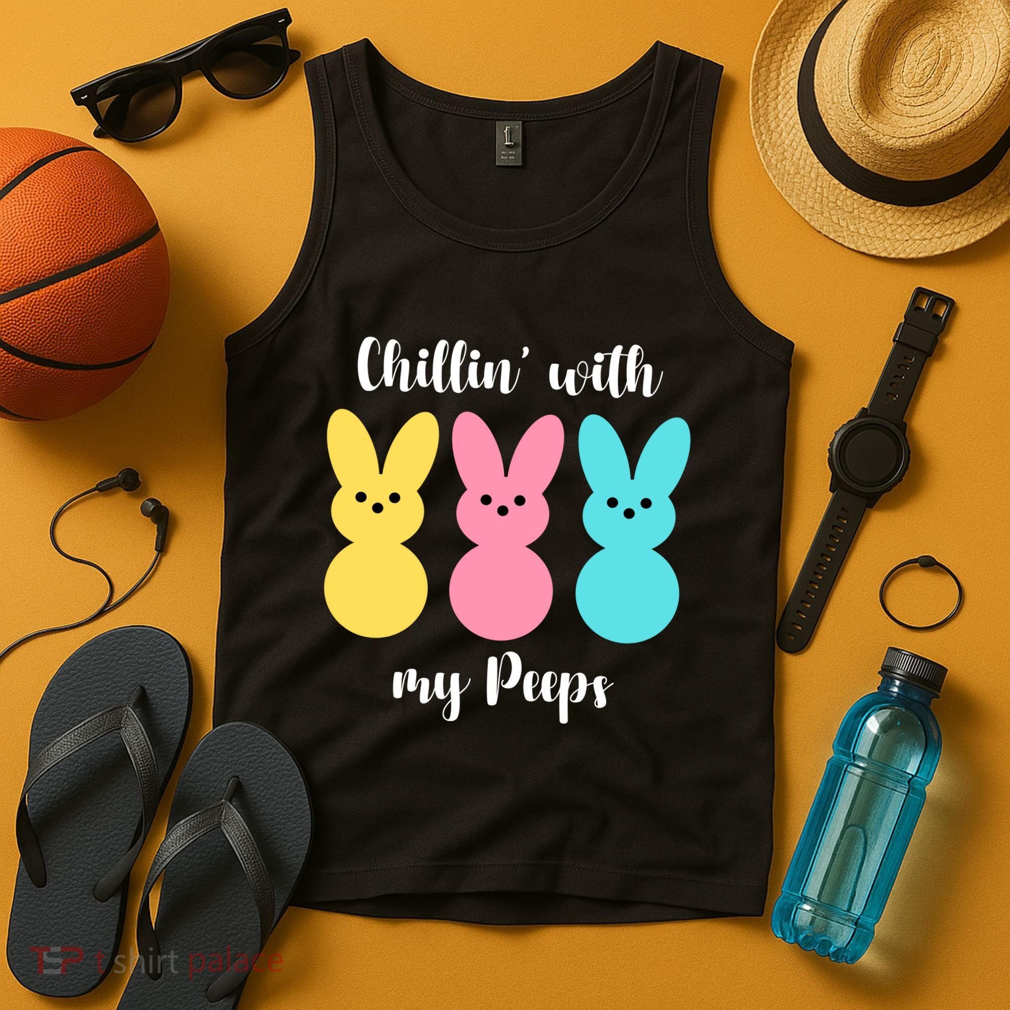 Chillin With My Peeps Easter Bunny Funny Cute Tank Top