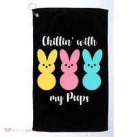 Chillin With My Peeps Easter Bunny Funny Cute Golf Towel thumb 0