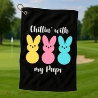 Chillin With My Peeps Easter Bunny Funny Cute Golf Towel thumb 1