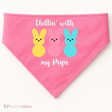 Chillin With My Peeps Easter Bunny Funny Cute USA-Made Doggie Bandana