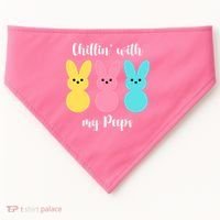 Chillin With My Peeps Easter Bunny Funny Cute USA-Made Doggie Bandana thumb 0