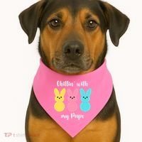 Chillin With My Peeps Easter Bunny Funny Cute USA-Made Doggie Bandana thumb 1
