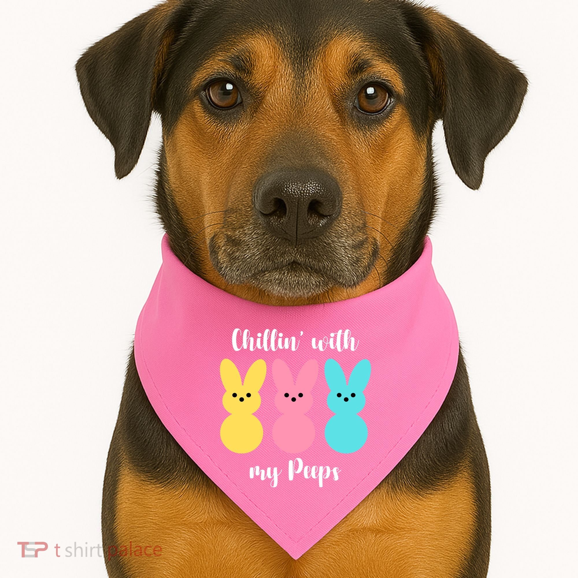 Chillin With My Peeps Easter Bunny Funny Cute USA-Made Doggie Bandana