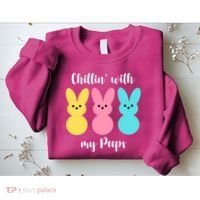 Chillin With My Peeps Easter Bunny Funny Cute Sweatshirt thumb 2