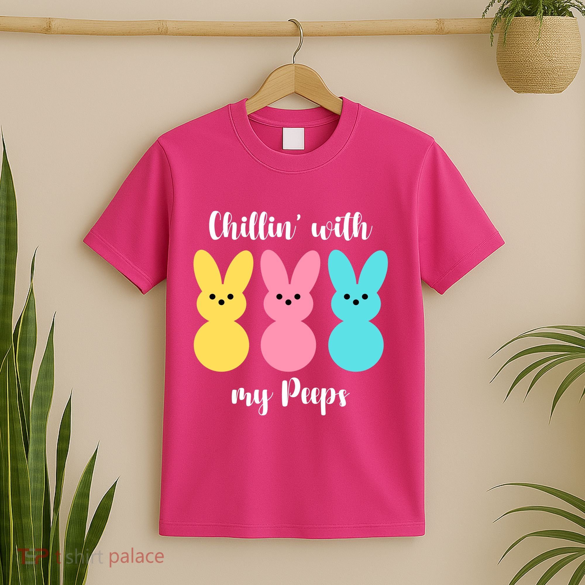 Chillin With My Peeps Easter Bunny Funny Cute T-Shirt