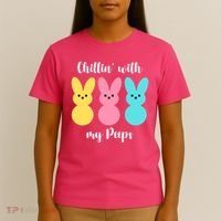 Chillin With My Peeps Easter Bunny Funny Cute T-Shirt thumb 4