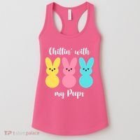 Chillin With My Peeps Easter Bunny Funny Cute Women's Tank Top thumb 0
