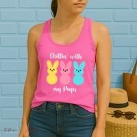 Chillin With My Peeps Easter Bunny Funny Cute Women's Tank Top thumb 2