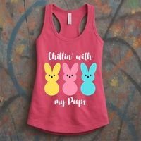 Chillin With My Peeps Easter Bunny Funny Cute Women's Tank Top thumb 3