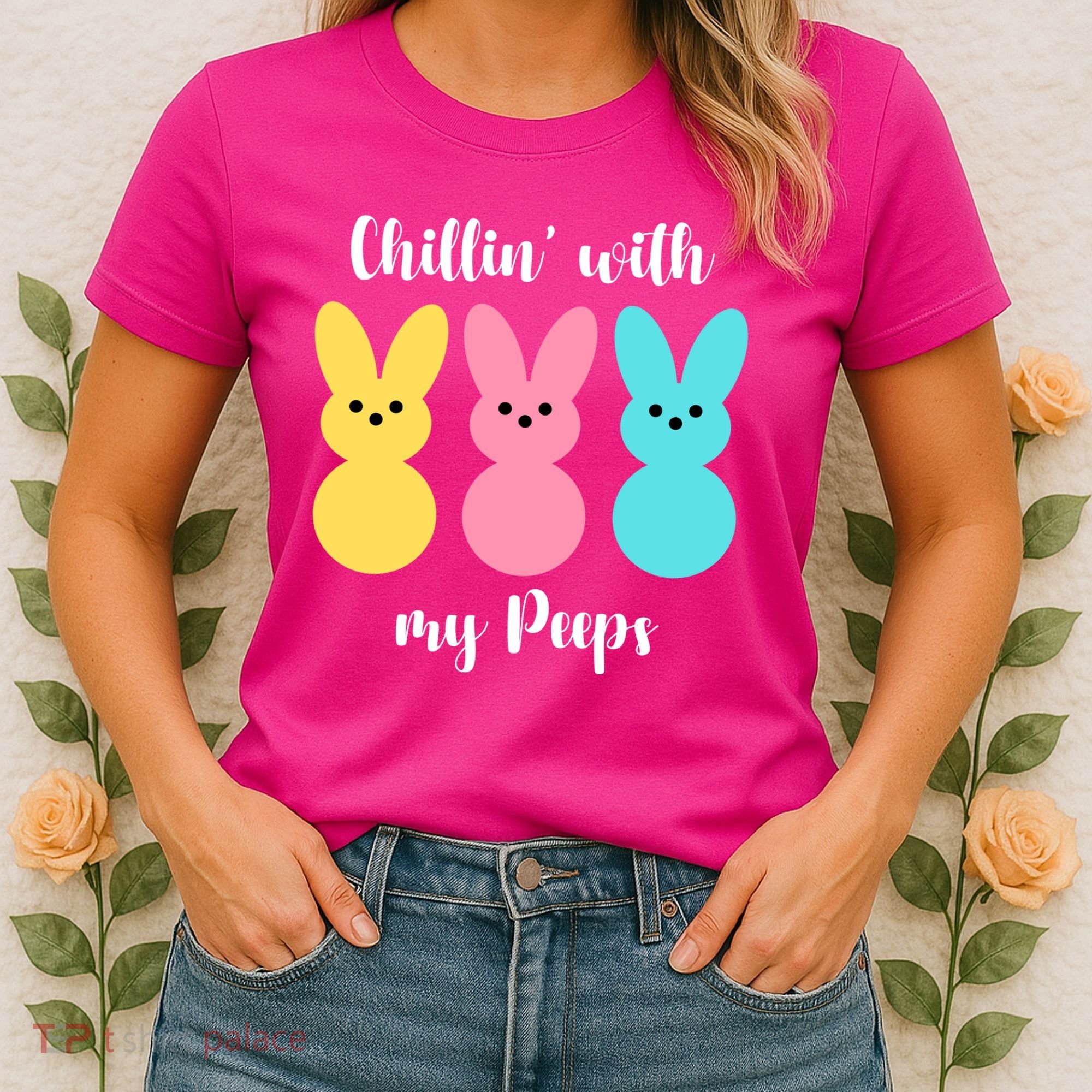 Chillin With My Peeps Easter Bunny Funny Cute Women's T-Shirt