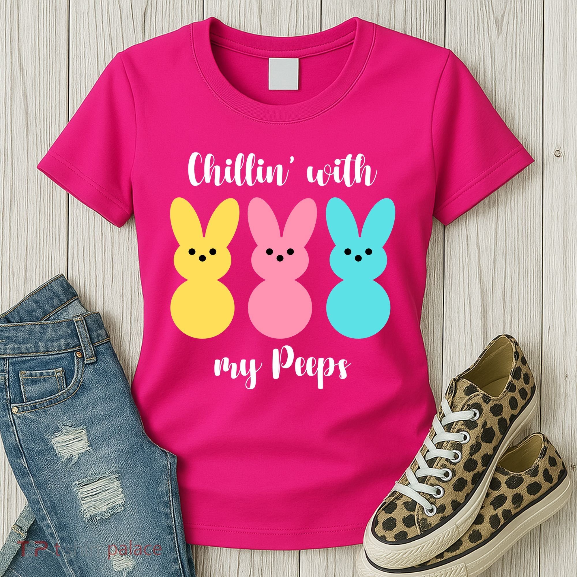 Chillin With My Peeps Easter Bunny Funny Cute Women's T-Shirt