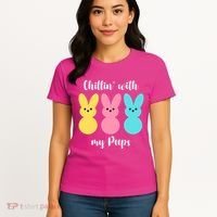 Chillin With My Peeps Easter Bunny Funny Cute Women's T-Shirt thumb 4