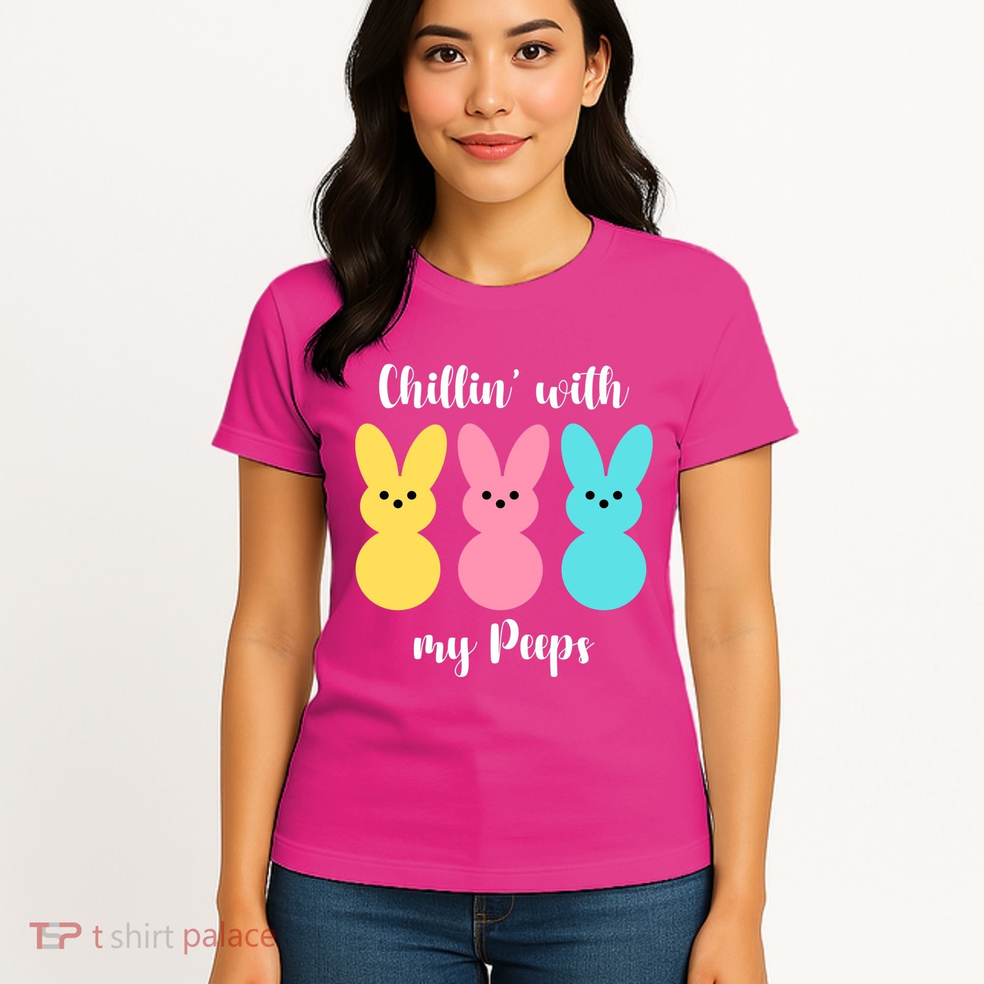 Chillin With My Peeps Easter Bunny Funny Cute Women's T-Shirt