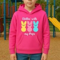 Chillin With My Peeps Easter Bunny Funny Cute Kids Hoodie thumb 2
