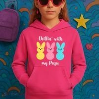 Chillin With My Peeps Easter Bunny Funny Cute Kids Hoodie thumb 3