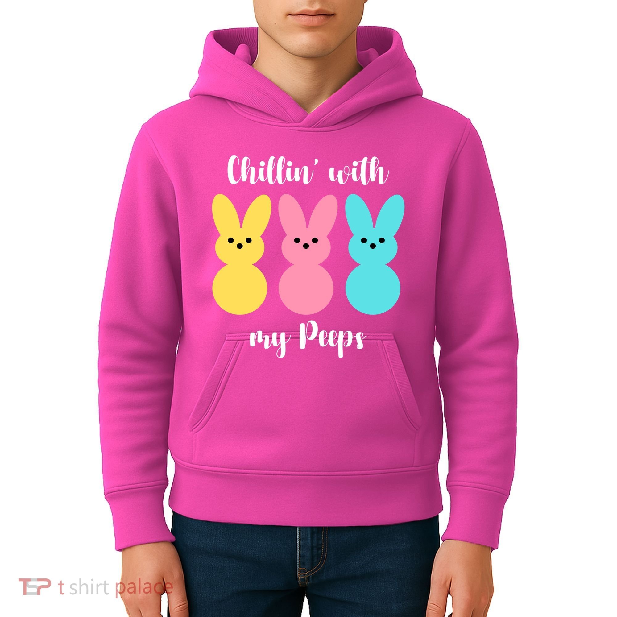Chillin With My Peeps Easter Bunny Funny Cute Kids Hoodie