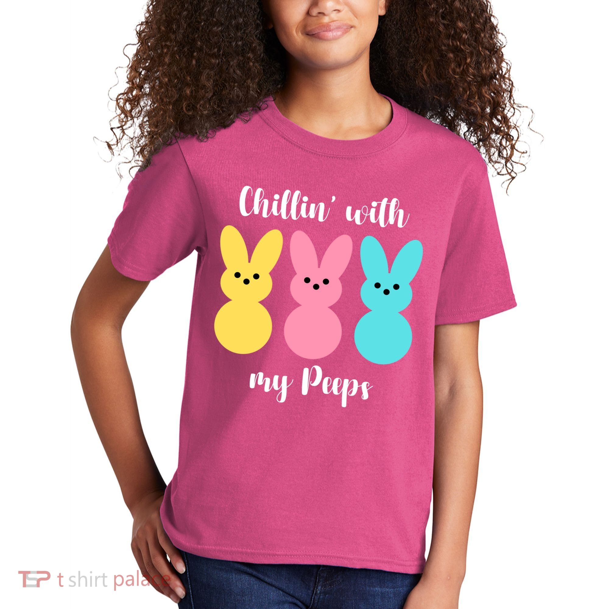 Chillin With My Peeps Easter Bunny Funny Cute Kids T-Shirt