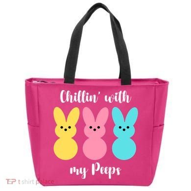 Chillin With My Peeps Easter Bunny Funny Cute Bag