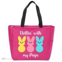 Chillin With My Peeps Easter Bunny Funny Cute Tote Bag thumb 0