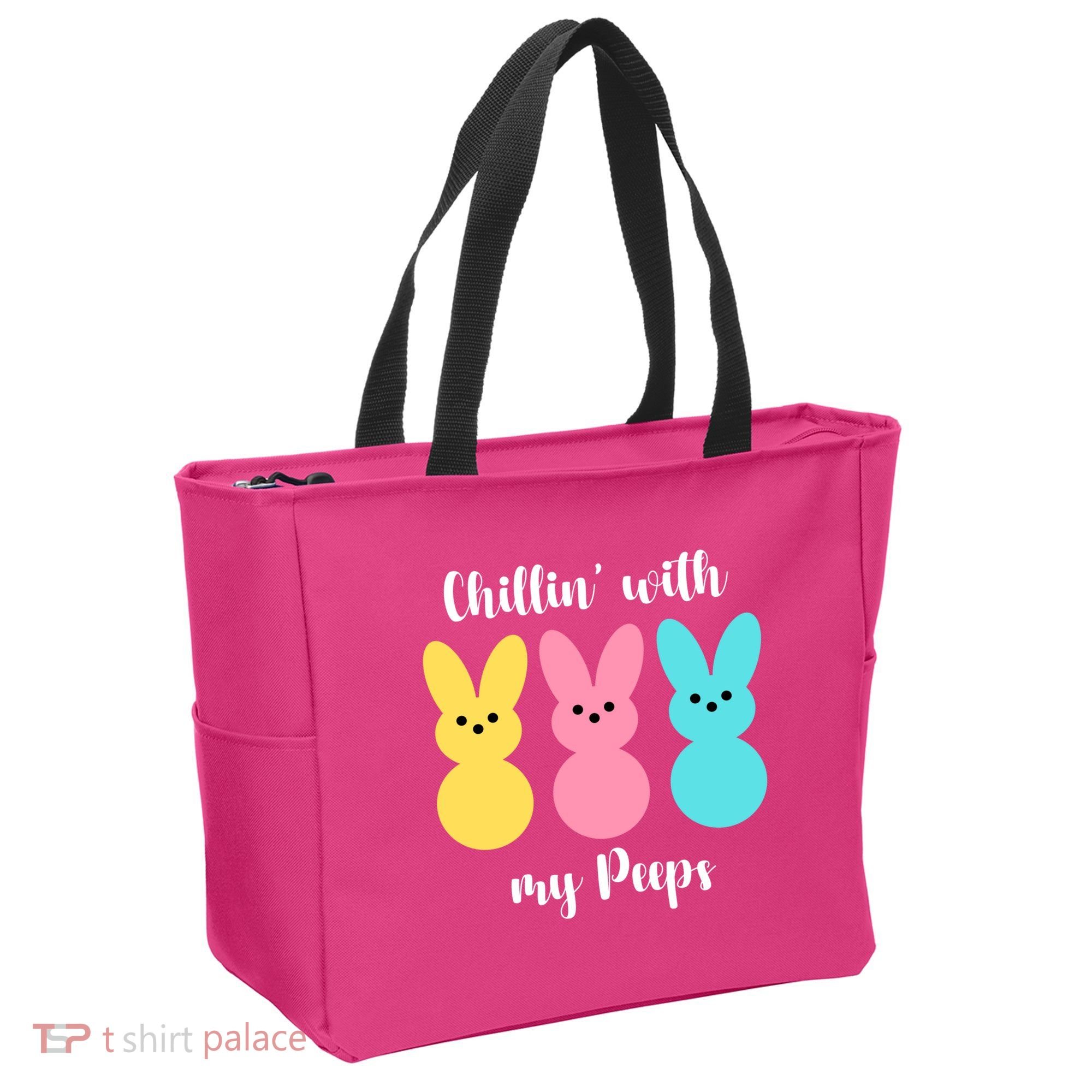 Chillin With My Peeps Easter Bunny Funny Cute Tote Bag