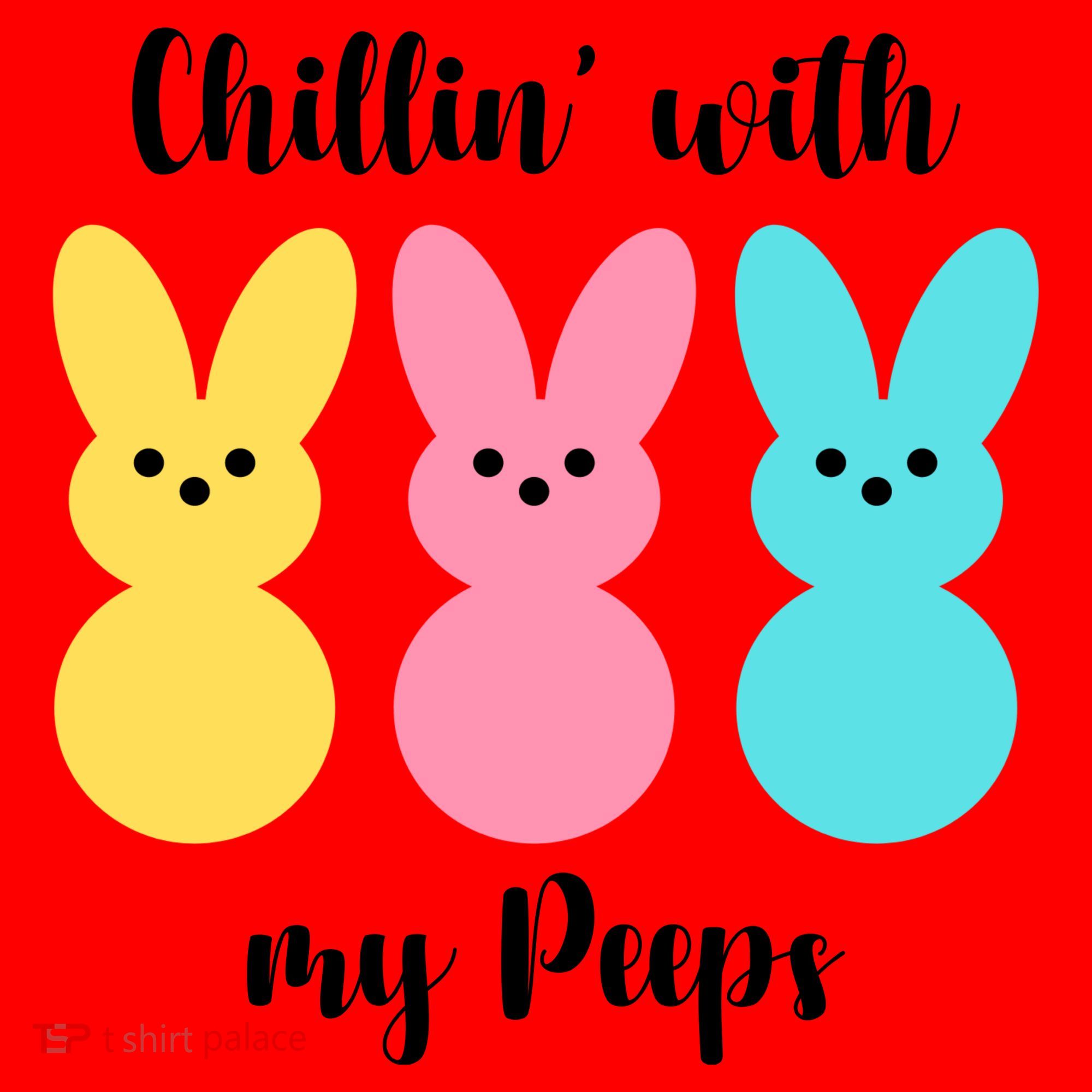 Chillin With My Peeps Easter Bunny Funny Cute Santa Hat