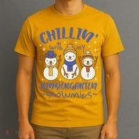 Chillin With My Kindergarten Snowmies Cute Winter T-Shirt thumb 3