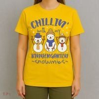 Chillin With My Kindergarten Snowmies Cute Winter T-Shirt thumb 4