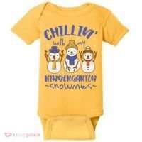 Chillin With My Kindergarten Snowmies Cute Winter Baby Bodysuit thumb 0