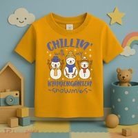 Chillin With My Kindergarten Snowmies Cute Winter Toddler T-Shirt thumb 3