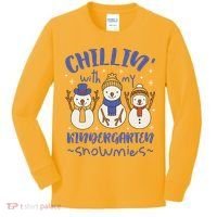 Chillin With My Kindergarten Snowmies Cute Winter Kids Long Sleeve Shirt thumb 0