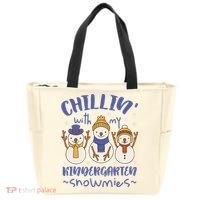 Chillin With My Kindergarten Snowmies Cute Winter Tote Bag thumb 0