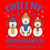Chillin With My Kindergarten Snowmies Cute Winter Santa Hat thumb 1
